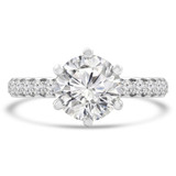 Round Diamond 6-Prong Hidden Halo Solitaire with Accents Engagement Ring in White Gold (MVS0250-W)