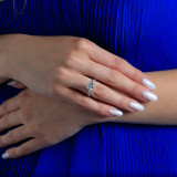 Round Diamond 6-Prong Hidden Halo Solitaire with Accents Engagement Ring in White Gold (MVS0250-W)