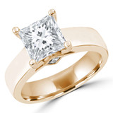 Princess Diamond Cathedral Solitaire with Accents Engagement Ring in Yellow Gold (MVS0254-Y)
