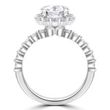 Round Diamond Floral Shared Prong Halo Engagement Ring in White Gold with Accents (MVS0256-W)
