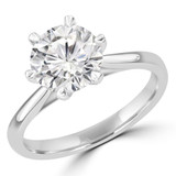 Round Diamond 6-Prong Tapered Cathedral Solitaire Engagement Ring in White Gold (MVS0267-W)