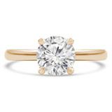 Round Diamond Hidden Halo Solitaire with Accents Engagement Ring in Yellow Gold (MVS0276-Y)