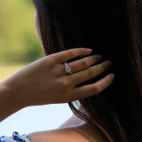 Round Diamond Vintage 6-Prong Cathedral Solitaire with Accents Engagement Ring in White Gold (MVS0287-W)