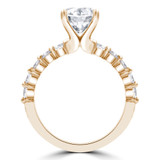 Round Diamond Shared Prong Solitaire with Accents Engagement Ring in Yellow Gold (MVS0289-Y)