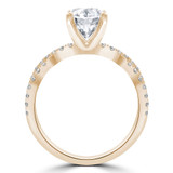 Round Diamond Twisted Solitaire with Accents Engagement Ring in Yellow Gold (MVS0292-Y)
