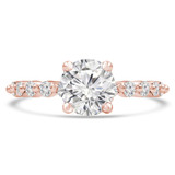Round Diamond Shared Prong Solitaire with Accents Engagement Ring in Rose Gold (MVS0296-R)