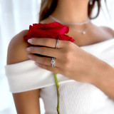 Round Diamond Three-Row Tapered Split-Shank Solitaire with Accents Engagement Ring in White Gold (MVS0299-W)