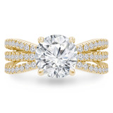 Round Diamond Three-Row Tapered Split-Shank Solitaire with Accents Engagement Ring in Yellow Gold (MVS0299-Y)