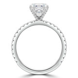 Round Diamond Diamond Prongs Solitaire with Accents Engagement Ring in White Gold (MVS0301-W)