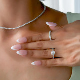 Round Diamond Diamond Prongs Solitaire with Accents Engagement Ring in White Gold (MVS0303-W)