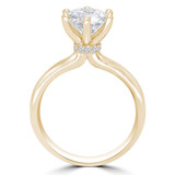 Round Diamond 6-Prong Hidden Halo Solitaire with Accents Engagement Ring in Yellow Gold (MVS0304-Y)