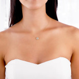 1.12 CTW Round Lab Created Diamond Bezel Set Halo Necklace With an IGI Certified 1 CT VS1 D Center in 14K White Gold (MVSNH2001-100-W)