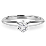 Round Lab Created Diamond Tappered Knife Edge Solitaire Engagement Ring in White Gold (MVSS1003-W)