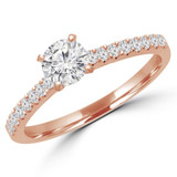 Round Lab Created Diamond Solitaire with Accents Engagement Ring in Rose Gold (MVSS1022-R)
