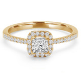 Princess Lab Created Diamond Cushion Halo Engagement Ring in Yellow Gold (MVSS1023-Y)