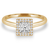 Princess Lab Created Diamond Square Halo Engagement Ring in Yellow Gold (MVSS1024-Y)