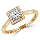 Princess Lab Created Diamond Square Halo Engagement Ring in Yellow Gold (MVSS1024-Y)