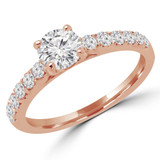 Round Lab Created Diamond Solitaire with Accents Engagement Ring in Rose Gold (MVSS1032-R)
