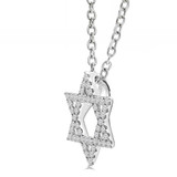 1/3 CTW Round Diamond Star of David Symbolic Pendant Necklace in 18K White Gold (MD250362)