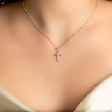 2/5 CTW Round Diamond Cross Symbolic Pendant Necklace in 18K White Gold (MD250373)
