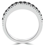 Round Black Diamond Semi-Eternity Wedding Band Ring in White Gold (MVSXB0028-W)