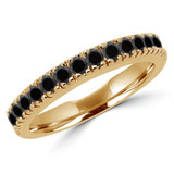 Round Black Diamond Semi-Eternity Wedding Band Ring in Yellow Gold (MVSXB0028-Y)
