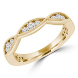 Round Diamond Tiara Semi-Eternity Wedding Band Ring in Yellow Gold (MVSXB0066-Y)