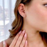 Solitaire Princess Diamond 4-Prong Stud Earrings in 14K Yellow Gold with Screwback (MVSE0003-Y)