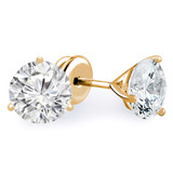 Solitaire Round Diamond 3-Prong Martini Stud Earrings in 14K Yellow Gold with Screwback (MVSE0006-Y)