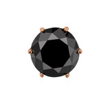 Solitaire Round Black Diamond 6-Prong Single Mens Stud Earring in 14K Rose Gold with Screwback (MVSE1005-R)