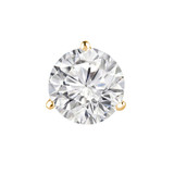 Solitaire Round Diamond 3-Prong Single Mens Martini Stud Earring in 14K Yellow Gold with Screwback (MVSE1006-Y)