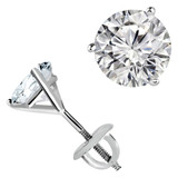 Round Lab Created Diamond 3-Prong Martini Stud Earrings in 14K White Gold with Screwback (MVSE2004-W)