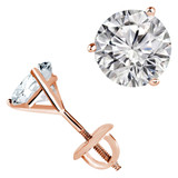 Round Lab Created Diamond 3-Prong Single Mens Martini Stud Earring in 14K Rose Gold with Screwback (MVSE3004-R)