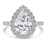 Pear Lab Created Diamond 3-Prong Open Bridge Halo Engagement Ring in White Gold (MVSLG1575-W)