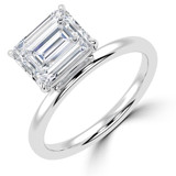 Emerald Lab Created Diamond Offset Center Stone Open Bridge Solitaire Engagement Ring in White Gold (MVSLG1481-W)