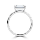 Emerald Lab Created Diamond Offset Center Stone Open Bridge Solitaire Engagement Ring in White Gold (MVSLG1481-W)