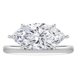 Marquise Lab Created Diamond Offset Center Stone Open Bridge Solitaire Engagement Ring in White Gold (MVSLG1482-W)