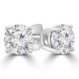 1 CTW Round Lab Created Diamond  4-Prong Stud Earrings in 14K White Gold (MD250423)