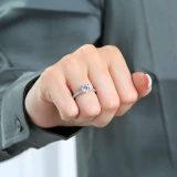 1 1/20 CTW Round Lab Created Diamond  Tapered Solitaire with Accents Engagement Ring in 14K White Gold (MD240116)
