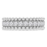 1/2 CTW Round Lab Created Diamond  Beaded Three-row Semi-Eternity Anniversary Wedding Band Ring in 14K White Gold (MD250043)
