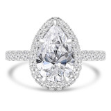 2 1/2 CTW Pear Lab Created Diamond  Rollover Pear Halo Engagement Ring in 14K White Gold with Accents (MD250290)