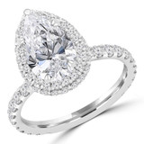 2 1/2 CTW Pear Lab Created Diamond  Rollover Pear Halo Engagement Ring in 14K White Gold with Accents (MD250290)