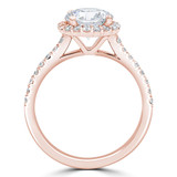 1.89 CTW Round Lab Created Diamond Cathedral Halo Engagement Ring With an IGI Certified 1.5 CT VS1 D Center in 14K Rose Gold with Accents (MVSHE1261-R)