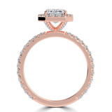 2.22 CTW Emerald Lab Created Diamond Emerald Halo Engagement Ring With an IGI Certified 1.5 CT VS1 D Center in 14K Rose Gold (MVSHE1324-R)