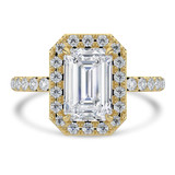 2.22 CTW Emerald Lab Created Diamond Emerald Halo Engagement Ring With an IGI Certified 1.5 CT VS1 D Center in 14K Yellow Gold (MVSHE1324-Y)