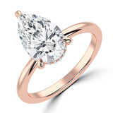 2.07 CTW Pear Lab Created Diamond Open Bridge Hidden Halo Solitaire with Accents Engagement Ring With an IGI Certified 2 CT VS1 D Center in 14K Rose Gold (MVSHE1347-R)