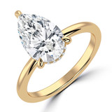 2.07 CTW Pear Lab Created Diamond Open Bridge Hidden Halo Solitaire with Accents Engagement Ring With an IGI Certified 2 CT VS1 D Center in 14K Yellow Gold (MVSHE1347-Y)