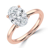 2 CTW Oval Lab Created Diamond Solitaire Engagement Ring With an IGI Certified 2 CT VS1 D Center in 14K Rose Gold (MVSHE1362-R)