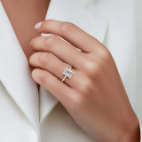 1.59 CTW Emerald Lab Created Diamond Braided Hidden Halo Open Bridge Solitaire with Accents Engagement Ring With an IGI Certified 1.5 CT VS1 D Center in 14K White Gold (MVSHE1364-W)