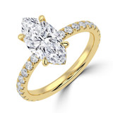2.5 CTW Marquise Lab Created Diamond Hidden Halo Open Bridge Solitaire with Accents Engagement Ring With an IGI Certified 2 CT VS1 D Center in 14K Yellow Gold (MVSHE1410-Y)